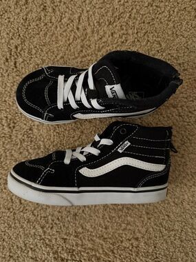 Vans Kids Black and White High-Top Skate Sneakers